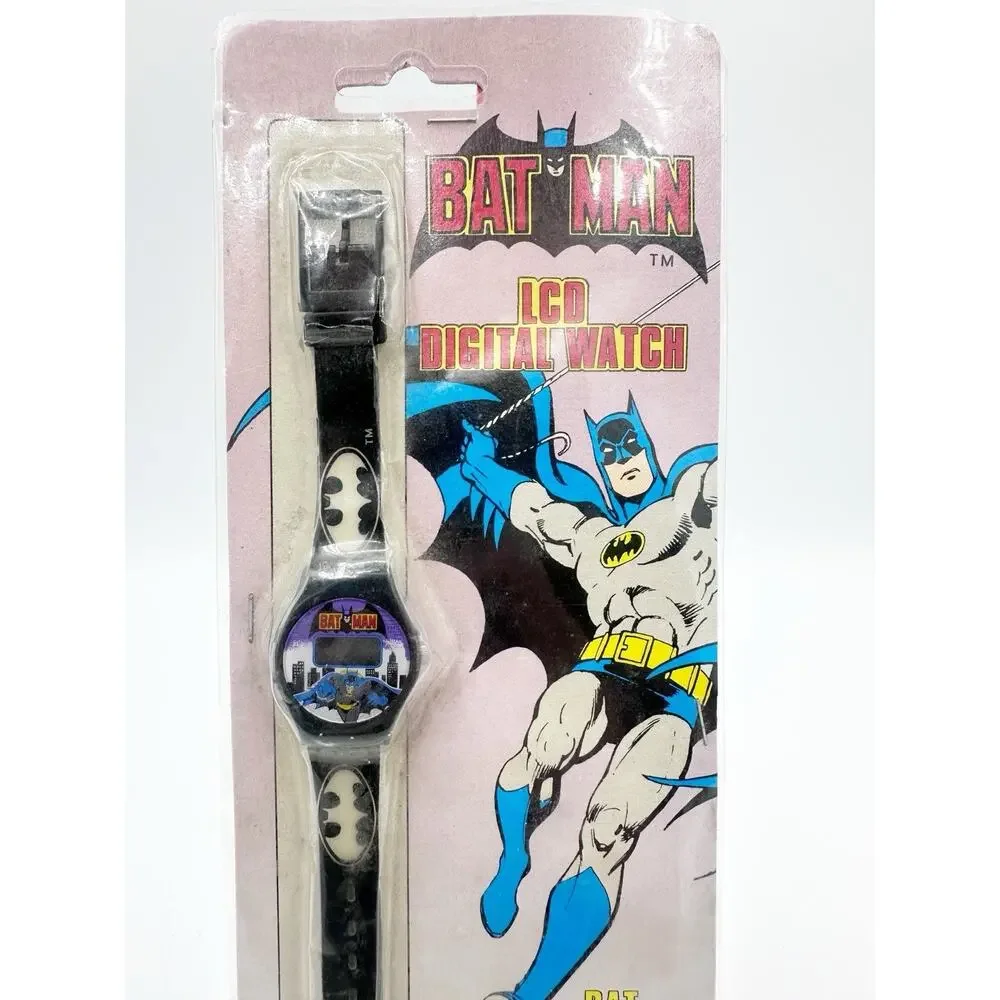 Vintage 1989 Batman LCD Digital Watch Quintel DC Comics NEW OLD STOCK SEALED